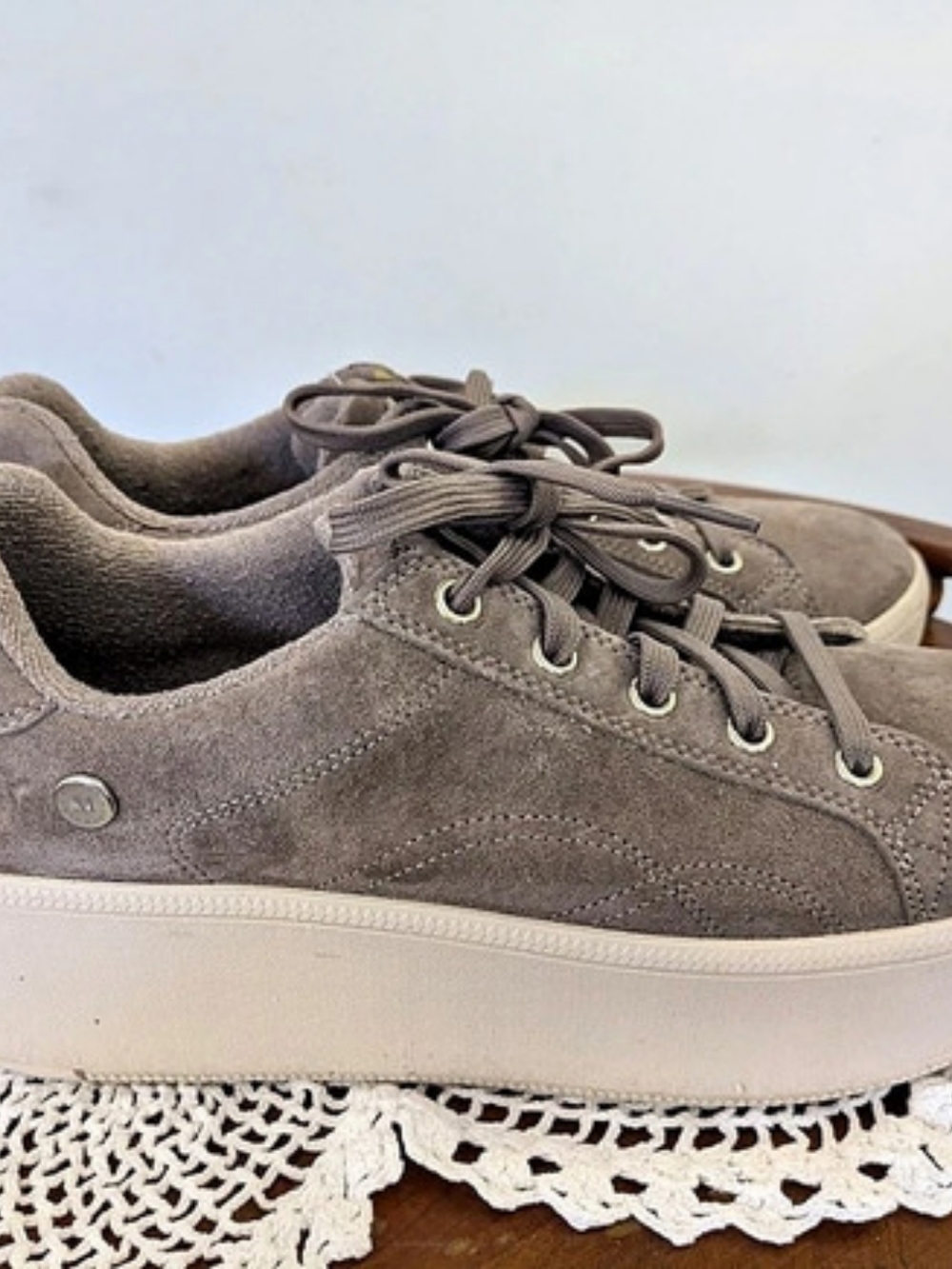 miMaO Taupe Suede Platform Sneakers in Brown